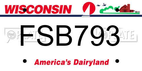 FSB793 Wisconsin License Plate