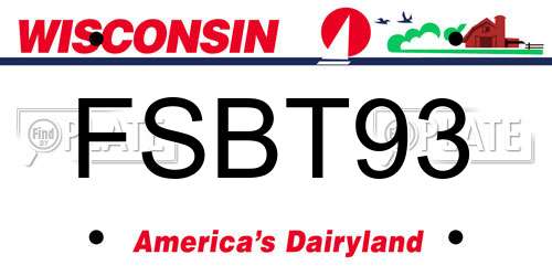 FSBT93 Wisconsin License Plate