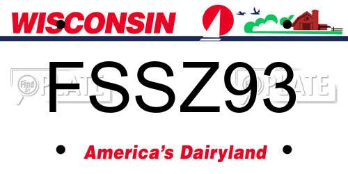 FSSZ93 Wisconsin License Plate