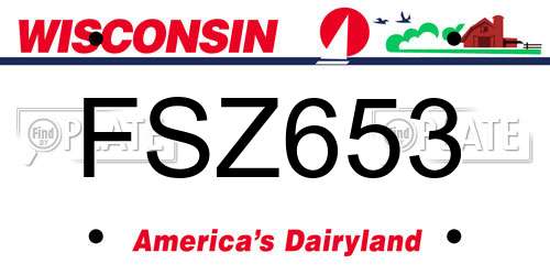 FSZ653 Wisconsin License Plate