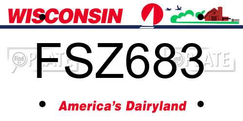 FSZ683 Wisconsin License Plate