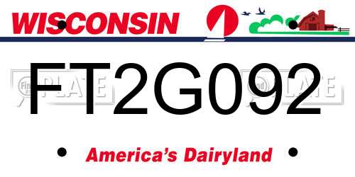 FT2G092 Wisconsin License Plate