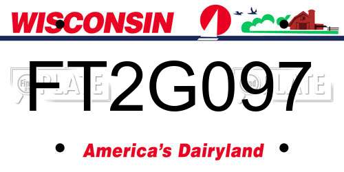 FT2G097 Wisconsin License Plate