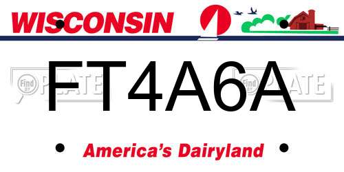 FT4A6A Wisconsin License Plate