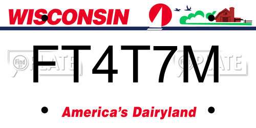 FT4T7M Wisconsin License Plate