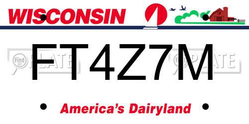 FT4Z7M Wisconsin License Plate