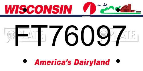 FT76097 Wisconsin License Plate