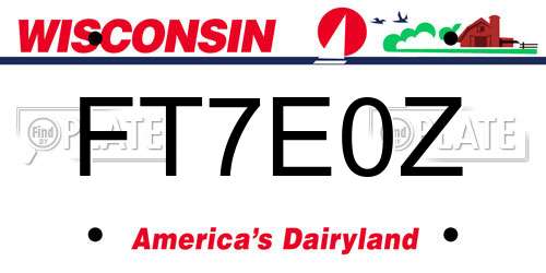 FT7E0Z Wisconsin License Plate