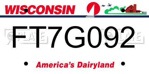 FT7G092 Wisconsin License Plate