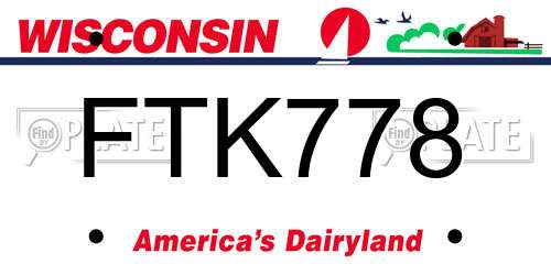 FTK778 Wisconsin License Plate