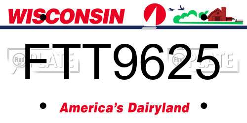 FTT9625 Wisconsin License Plate