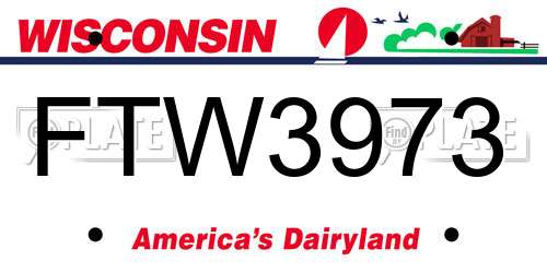 FTW3973 Wisconsin License Plate