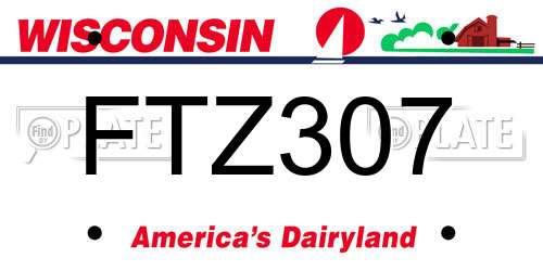 FTZ307 Wisconsin License Plate