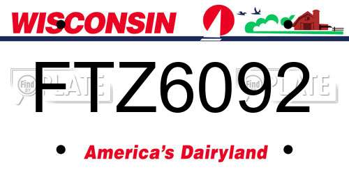 FTZ6092 Wisconsin License Plate