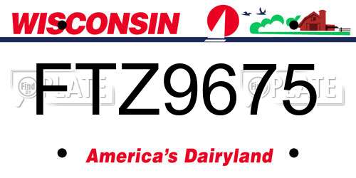 FTZ9675 Wisconsin License Plate