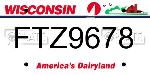 FTZ9678 Wisconsin License Plate