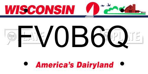 FV0B6Q Wisconsin License Plate