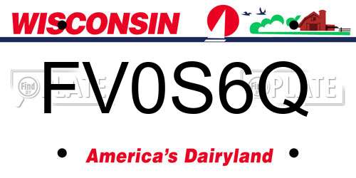 FV0S6Q Wisconsin License Plate