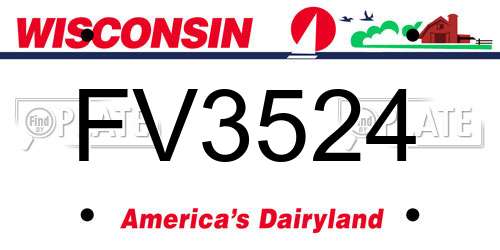FV3524 Wisconsin License Plate