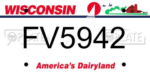 FV5942 Wisconsin License Plate