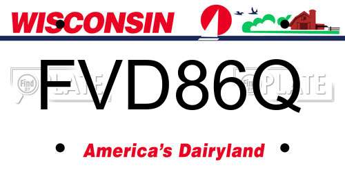 FVD86Q Wisconsin License Plate