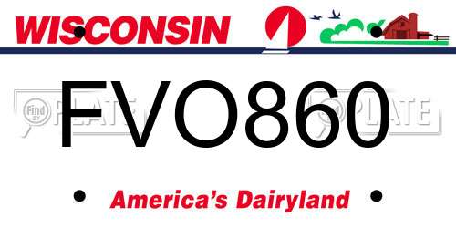 FVO860 Wisconsin License Plate