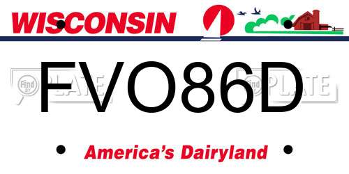 FVO86D Wisconsin License Plate