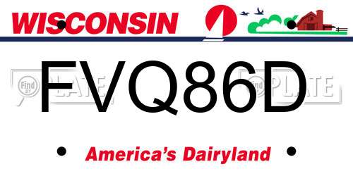 FVQ86D Wisconsin License Plate