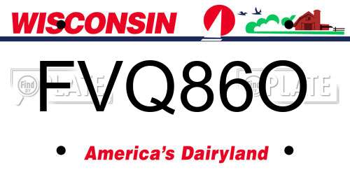 FVQ86O Wisconsin License Plate