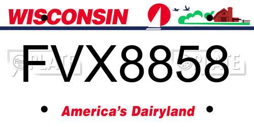 FVX8858 Wisconsin License Plate