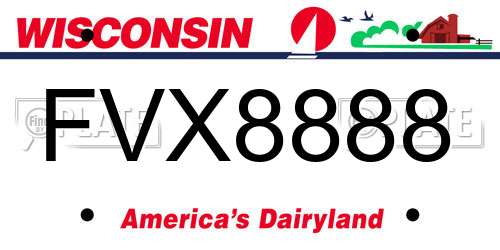 FVX8888 Wisconsin License Plate