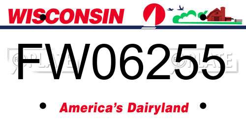 FW06255 Wisconsin License Plate