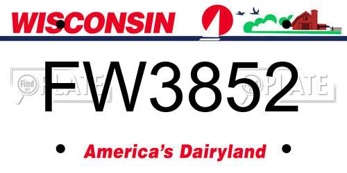 FW3852 Wisconsin License Plate