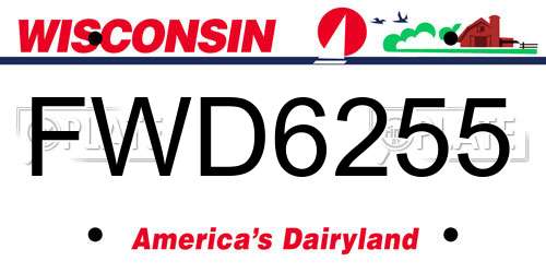FWD6255 Wisconsin License Plate