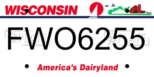 FWO6255 Wisconsin License Plate