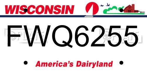 FWQ6255 Wisconsin License Plate