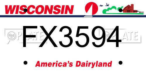 FX3594 Wisconsin License Plate