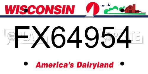 FX64954 Wisconsin License Plate