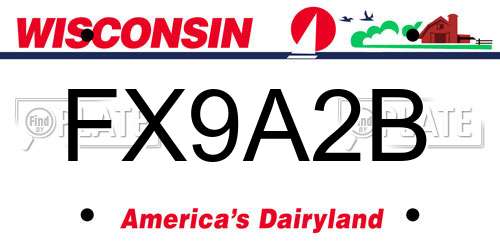 FX9A2B Wisconsin License Plate