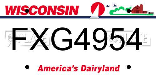 FXG4954 Wisconsin License Plate