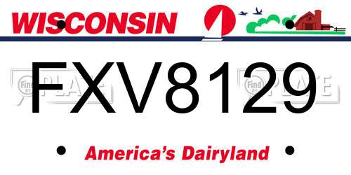 FXV8129 Wisconsin License Plate