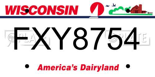 FXY8754 Wisconsin License Plate