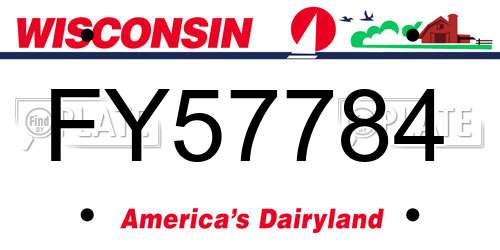 FY57784 Wisconsin License Plate