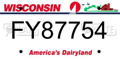 FY87754 Wisconsin License Plate