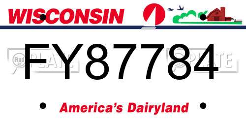 FY87784 Wisconsin License Plate