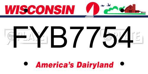 FYB7754 Wisconsin License Plate