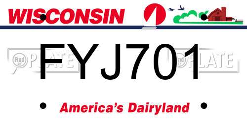 FYJ701 Wisconsin License Plate