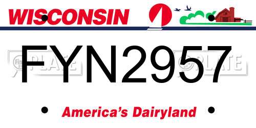 FYN2957 Wisconsin License Plate