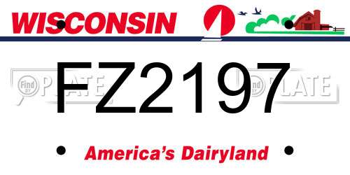 FZ2197 Wisconsin License Plate