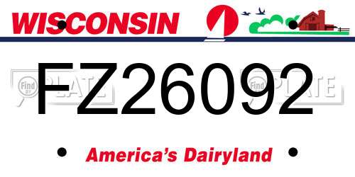 FZ26092 Wisconsin License Plate